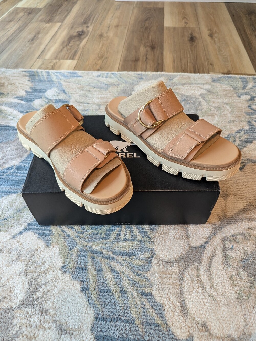 Sorel Women's Tan Slide Sandals with Buckle